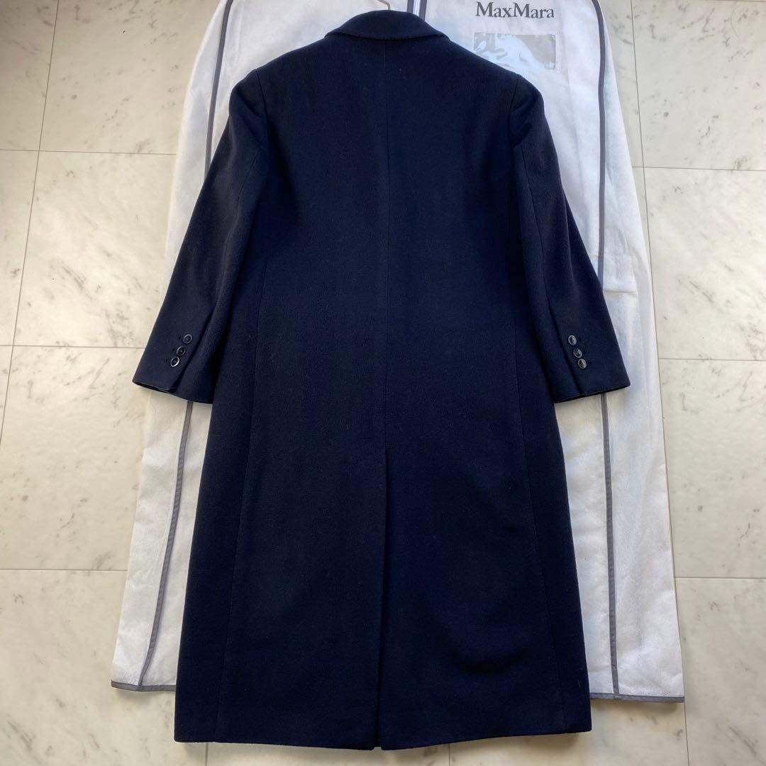 カシミヤ混◎ラルディーニ　チェスターコート　シングル　ネイビー　花柄　ロング丈