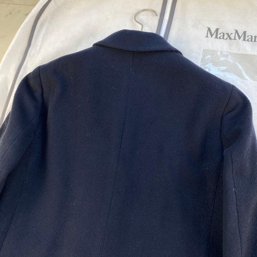 カシミヤ混◎ラルディーニ　チェスターコート　シングル　ネイビー　花柄　ロング丈