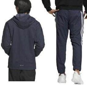 B新品 L アディダス adidas デニム風 ウーブン セットアップ 上下 紺