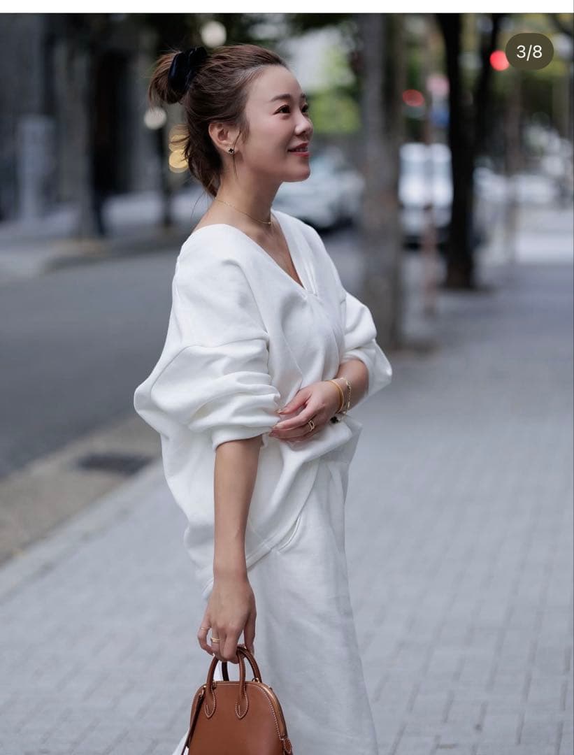 Poisポワ　リラックスシリーズ ホワイト長袖トップス