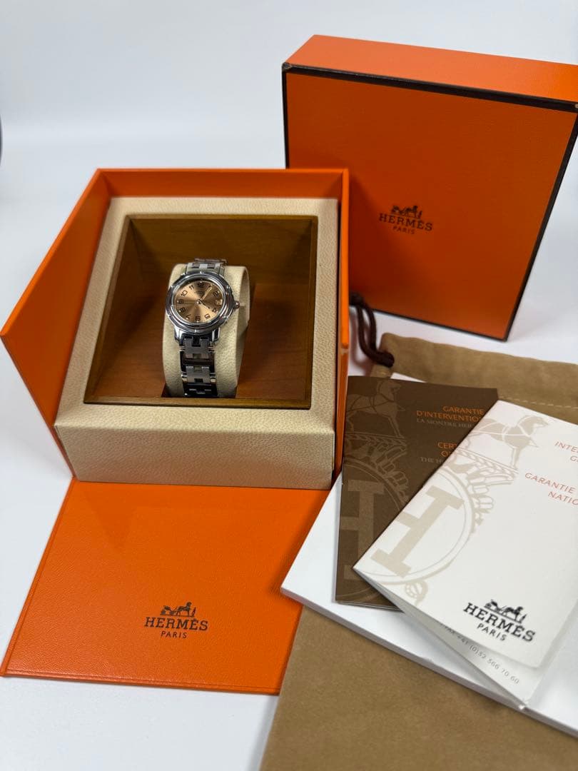 HERMES クリッパー CL4.2 シャンパン 箱/コマ Qz 【極美品】