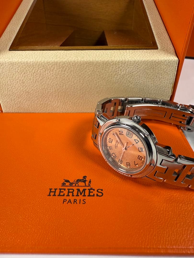 HERMES クリッパー CL4.2 シャンパン 箱/コマ Qz 【極美品】