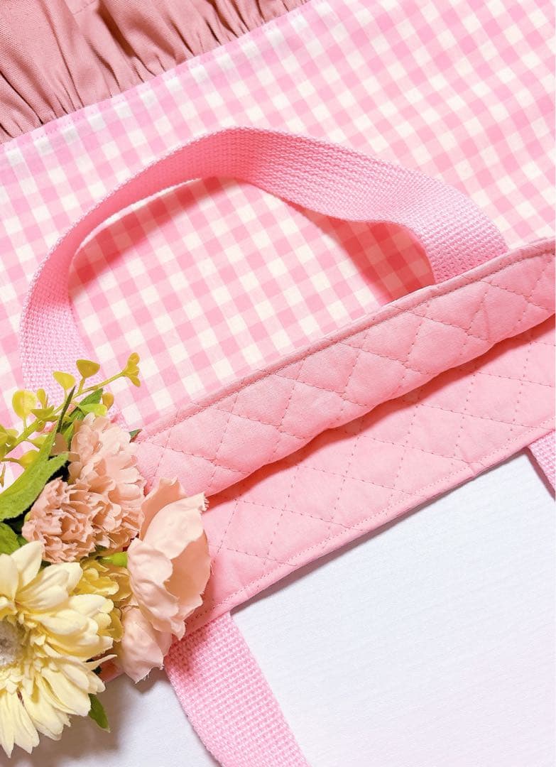 レッスンバッグ　上履き入れ　入園入学　体操着袋　給食袋　ギンガムチェック　水色