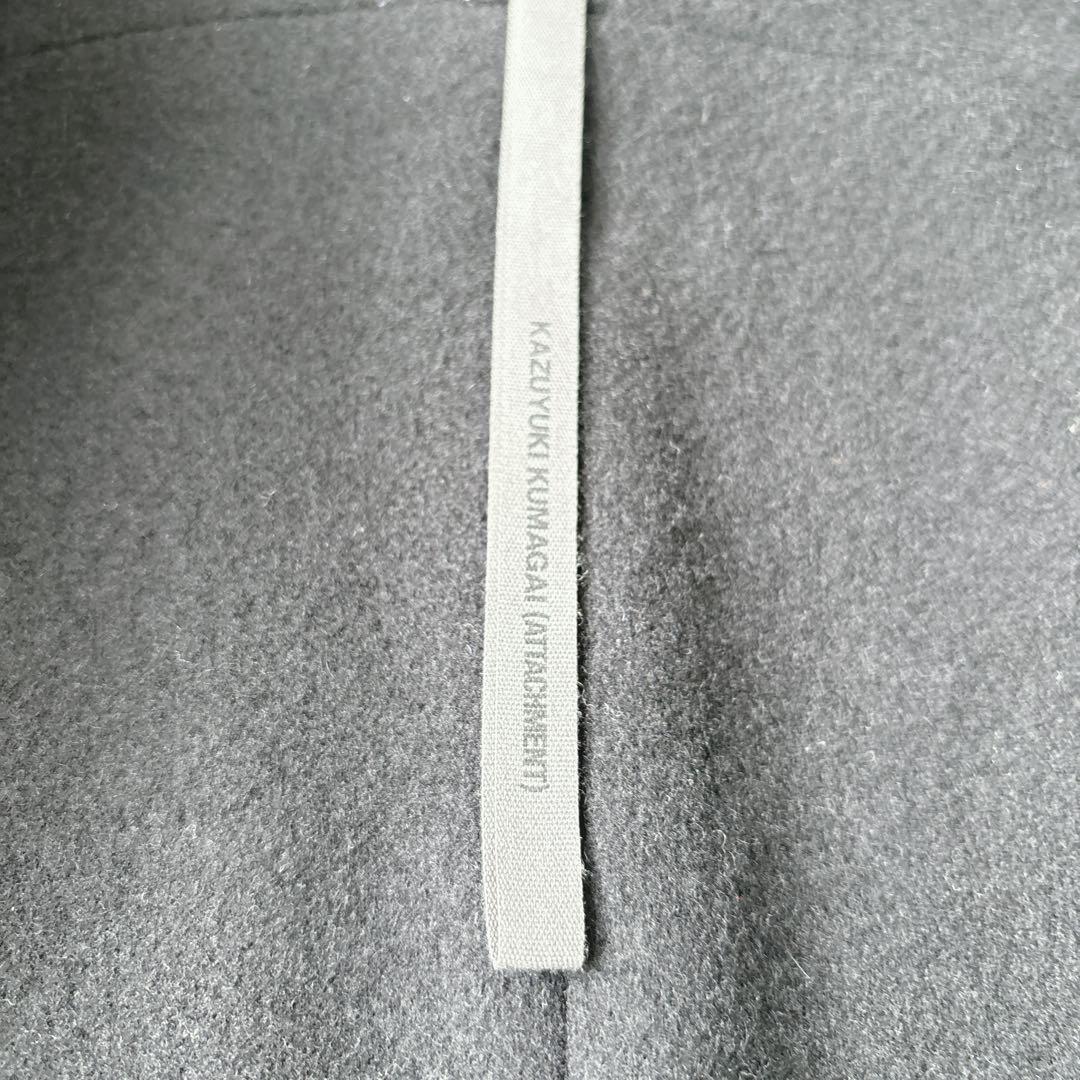 【美品】カズユキクマガイアタッチメント　チェスターコート　カシミヤ混　ブラック