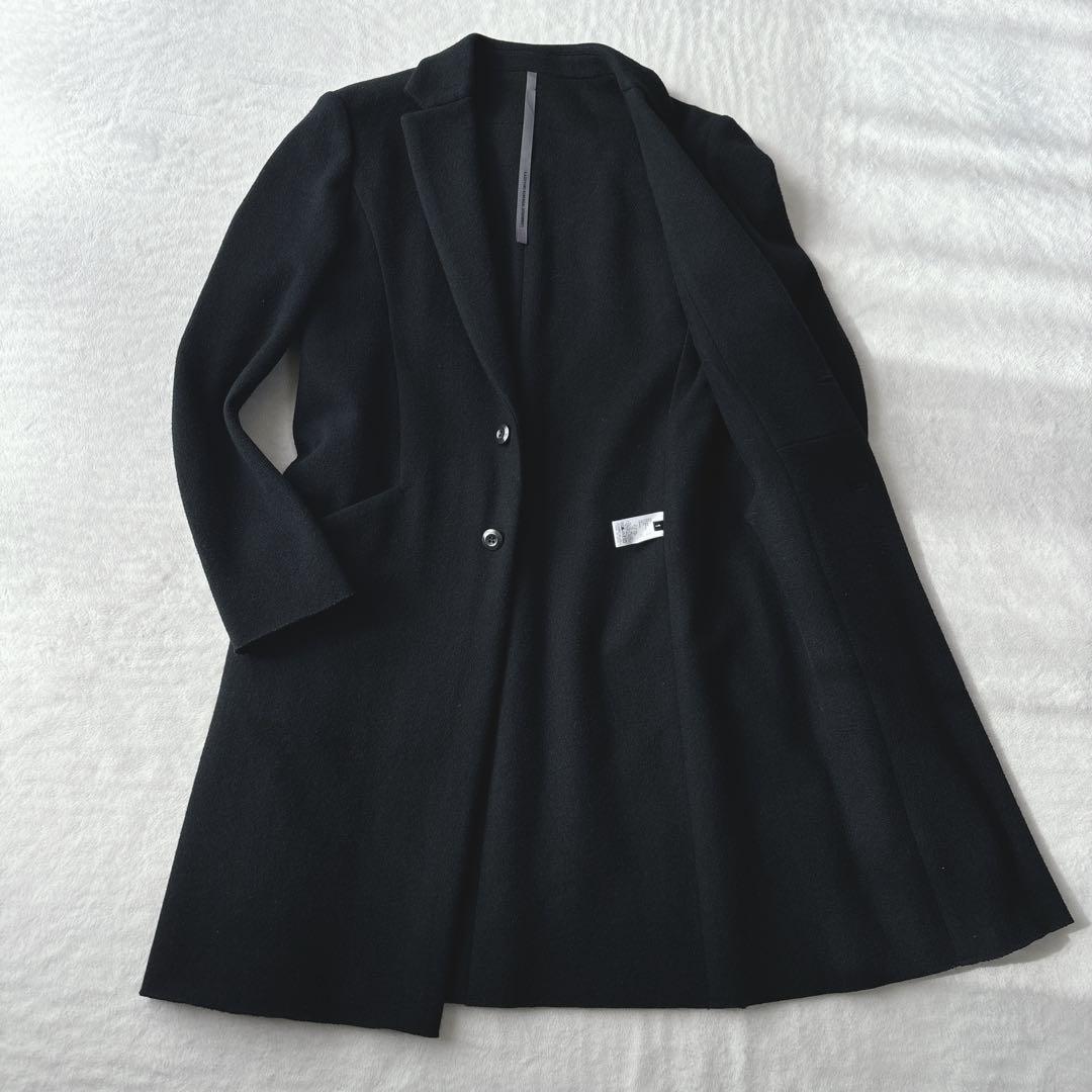 【美品】カズユキクマガイアタッチメント　チェスターコート　カシミヤ混　ブラック