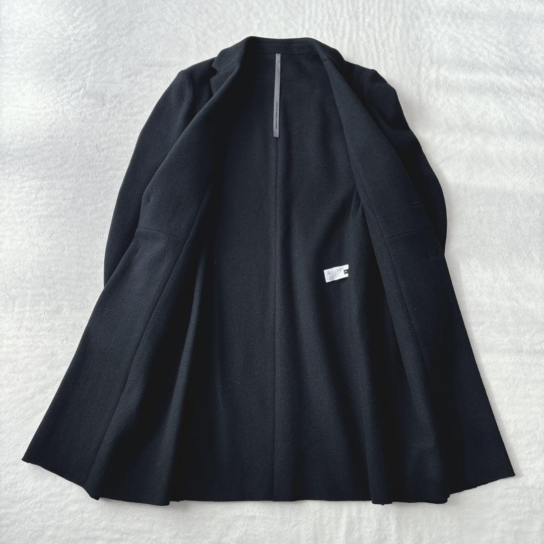 【美品】カズユキクマガイアタッチメント　チェスターコート　カシミヤ混　ブラック