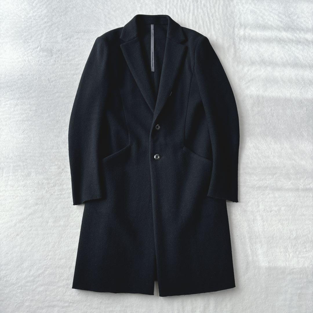 【美品】カズユキクマガイアタッチメント　チェスターコート　カシミヤ混　ブラック