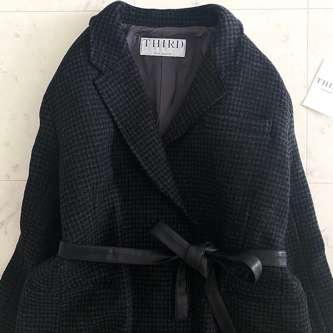 新品タグ付きサードマガジン 雑誌多数掲載モデル ハウンドトゥースジャケットコート