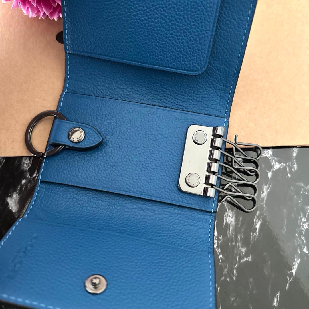 5 新品 COACH コーチ キーケース ブルー メンズ レディース