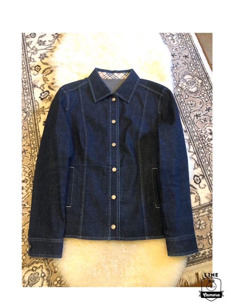 美品本物バーバリーBurberry上質コットンデニムジャケット☆42サイズM◯
