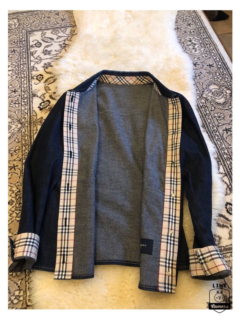 美品本物バーバリーBurberry上質コットンデニムジャケット☆42サイズM◯