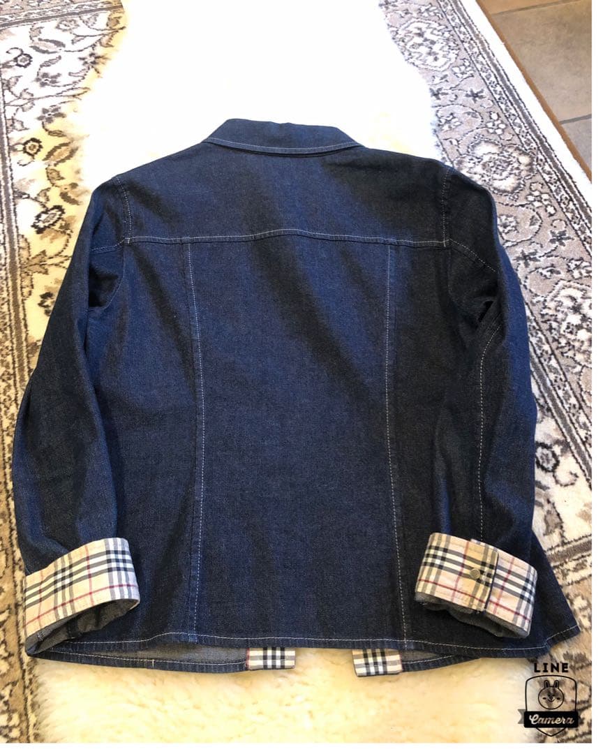 美品本物バーバリーBurberry上質コットンデニムジャケット☆42サイズM◯