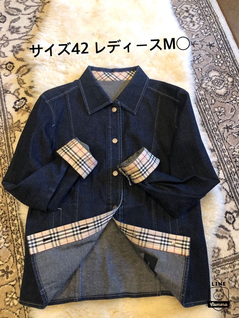 美品本物バーバリーBurberry上質コットンデニムジャケット☆42サイズM◯