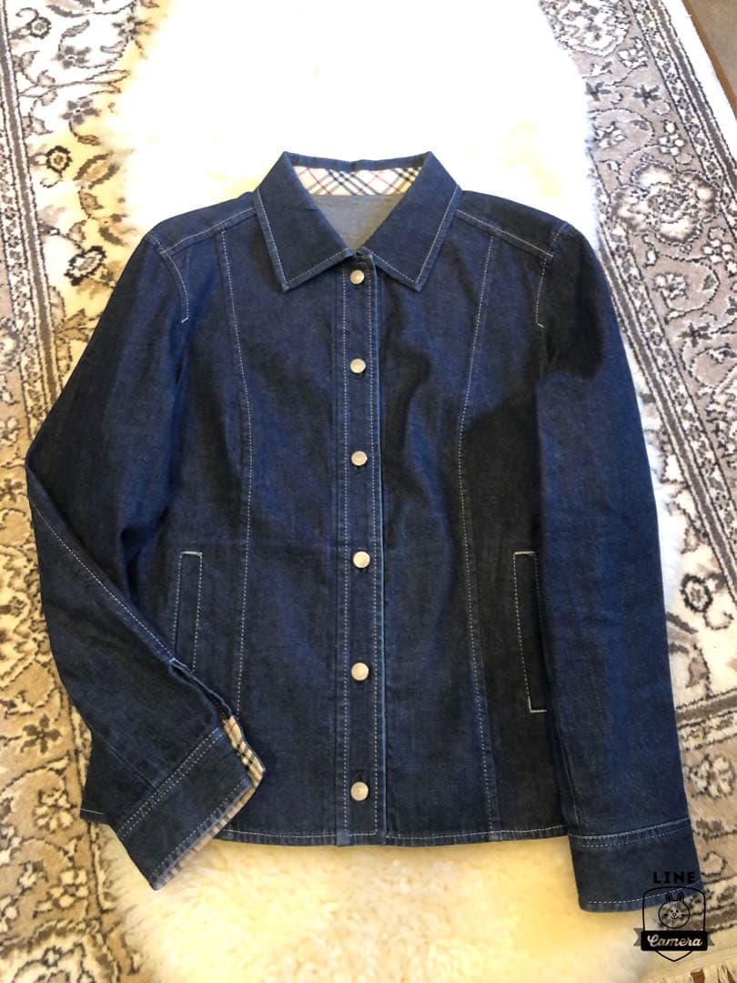 美品本物バーバリーBurberry上質コットンデニムジャケット☆42サイズM◯