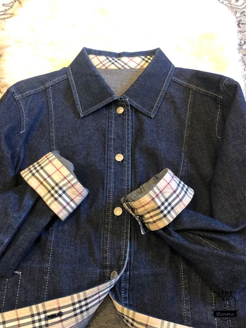 美品本物バーバリーBurberry上質コットンデニムジャケット☆42サイズM◯