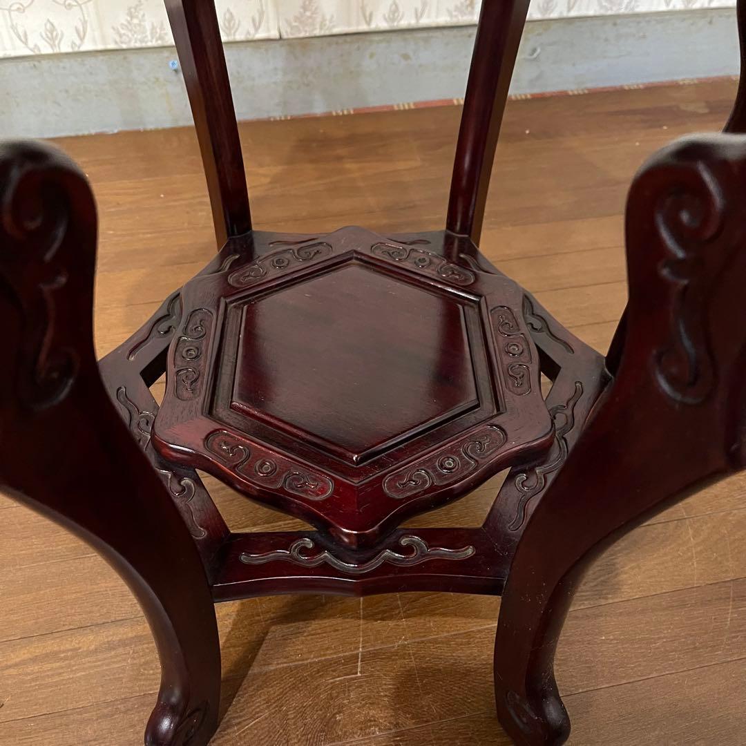 【アンティーク】花梨 李朝様式 木製 花台 盆栽卓 高卓 飾り台 サイドテーブル