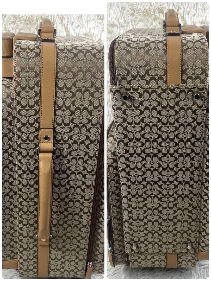 極美品‼️COACH コーチ　キャリーケース　シグネチャー　キャンバス　レザー