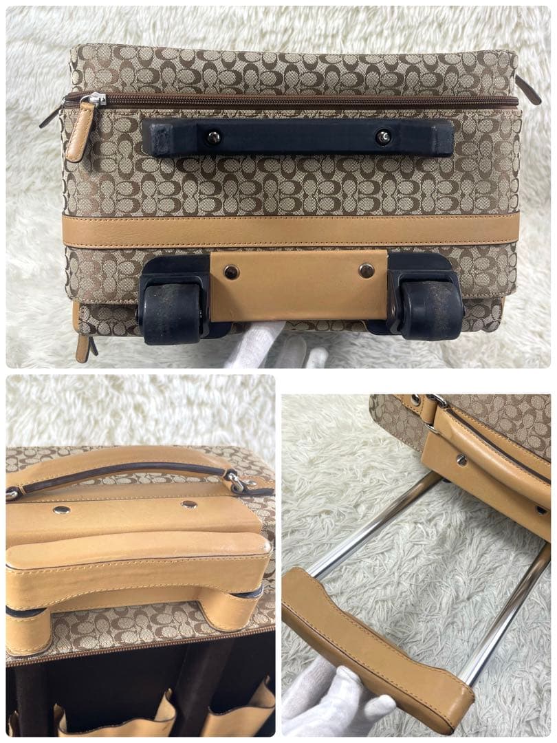 極美品‼️COACH コーチ　キャリーケース　シグネチャー　キャンバス　レザー
