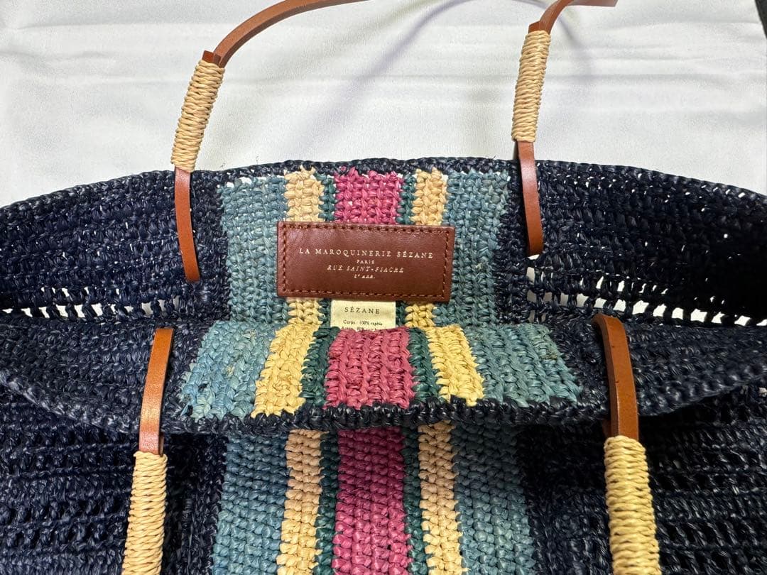 Sézane セザンヌ　ストローのバッグ　レザーショルダー