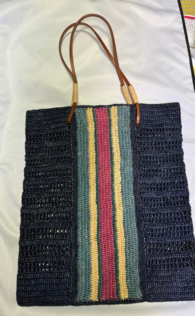 Sézane セザンヌ　ストローのバッグ　レザーショルダー