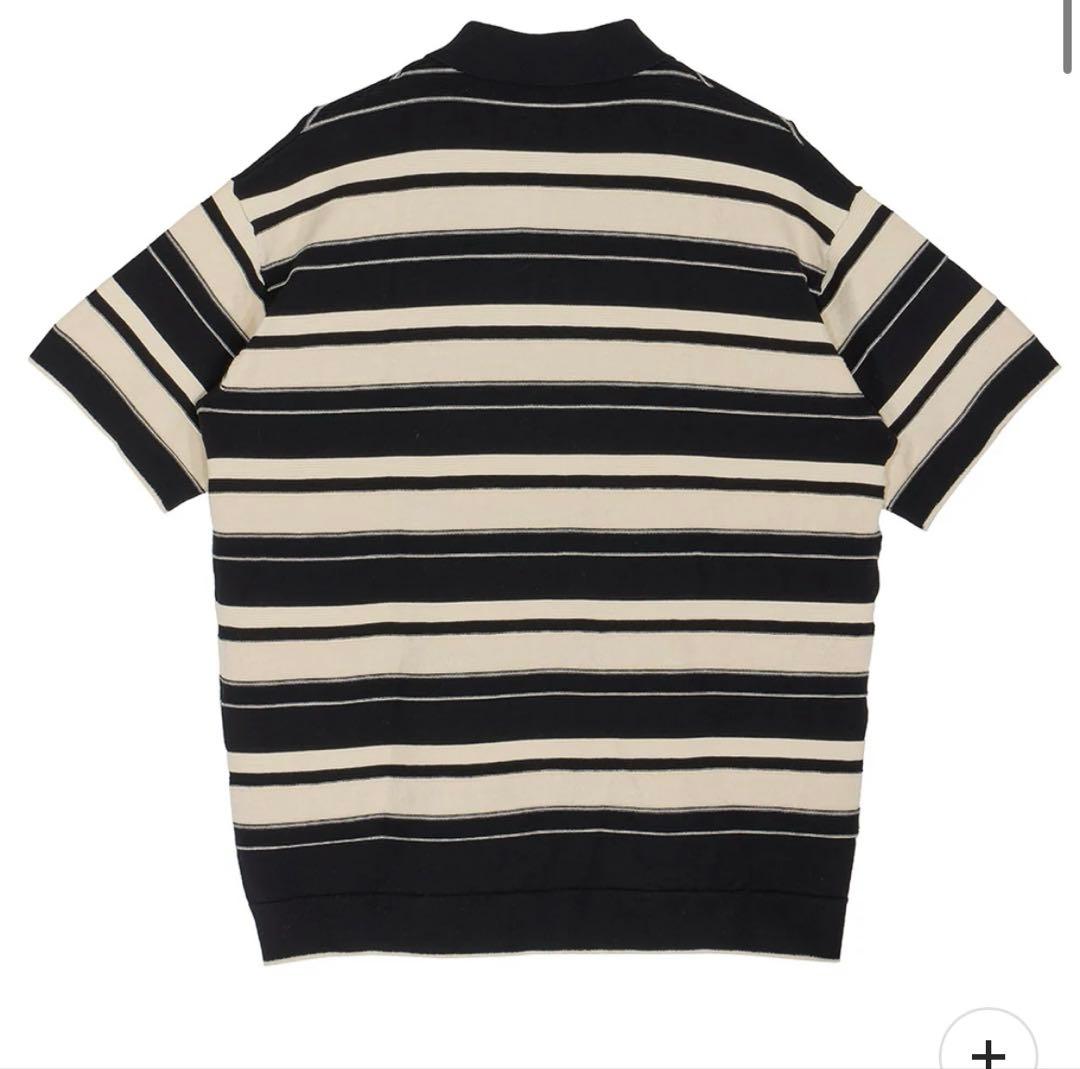 こ*ま様 MULTI BORDER LOGO KNIT POLO TOP ブラッ
