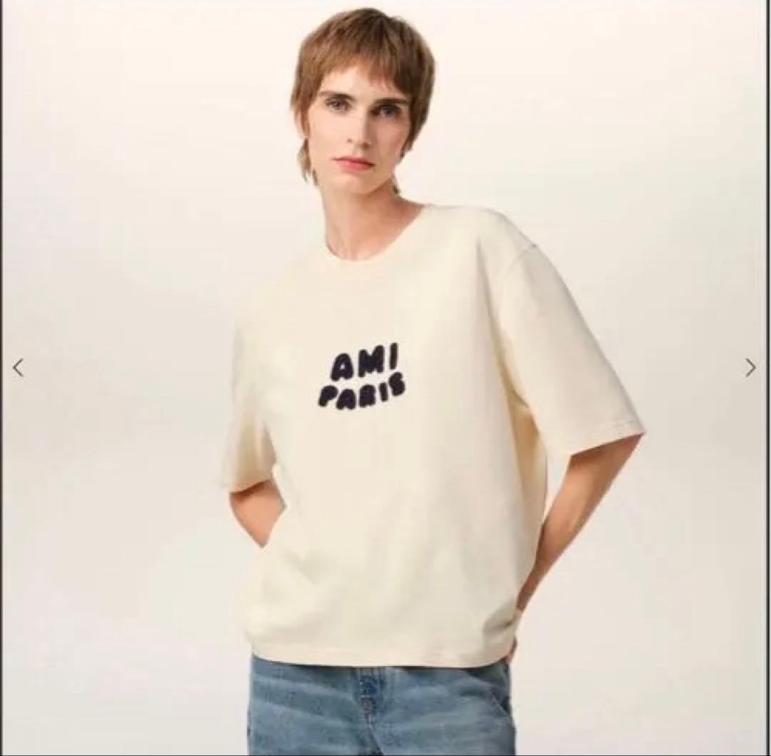 ami AMI PARIS パッチロゴ Tシャツ　ホワイトクリーム　S