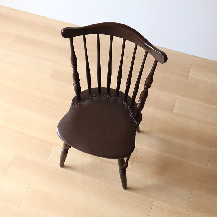 アンティーク 飛騨の家具 ウィンザーチェア 古家具 無垢材 レザー張り