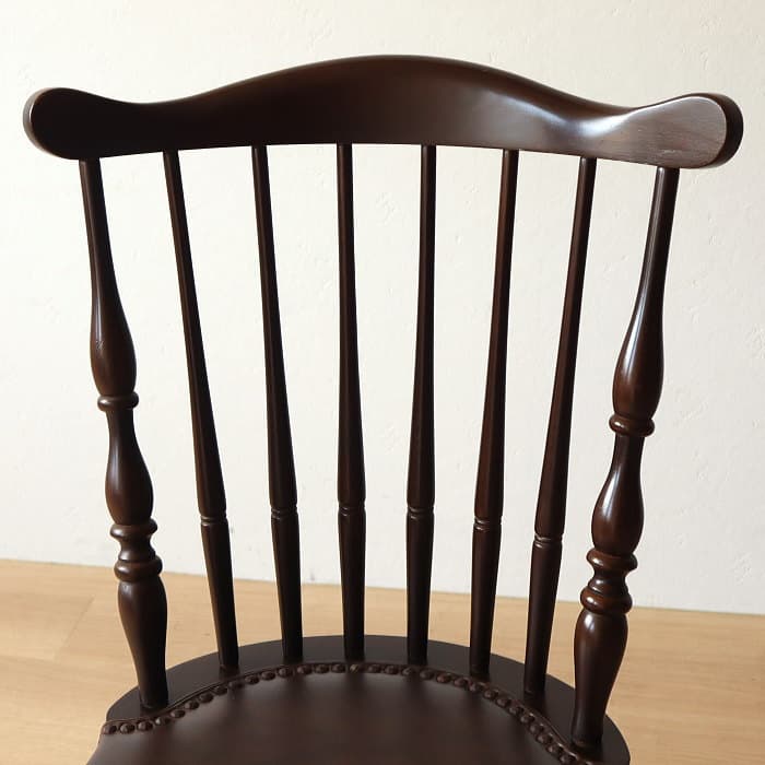 アンティーク 飛騨の家具 ウィンザーチェア 古家具 無垢材 レザー張り