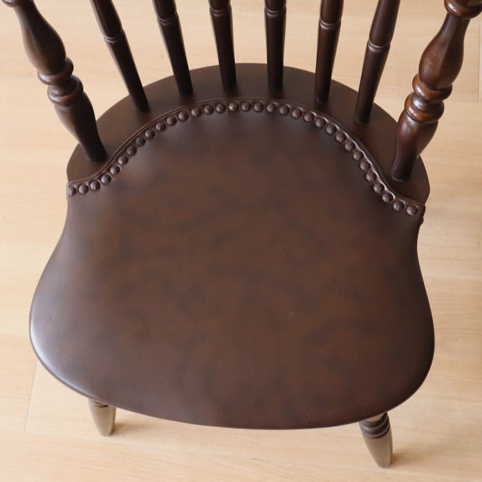 アンティーク 飛騨の家具 ウィンザーチェア 古家具 無垢材 レザー張り