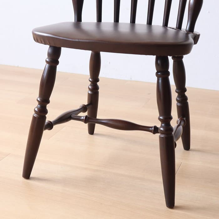 アンティーク 飛騨の家具 ウィンザーチェア 古家具 無垢材 レザー張り