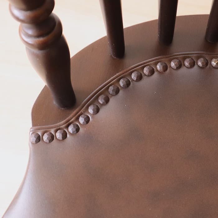 アンティーク 飛騨の家具 ウィンザーチェア 古家具 無垢材 レザー張り