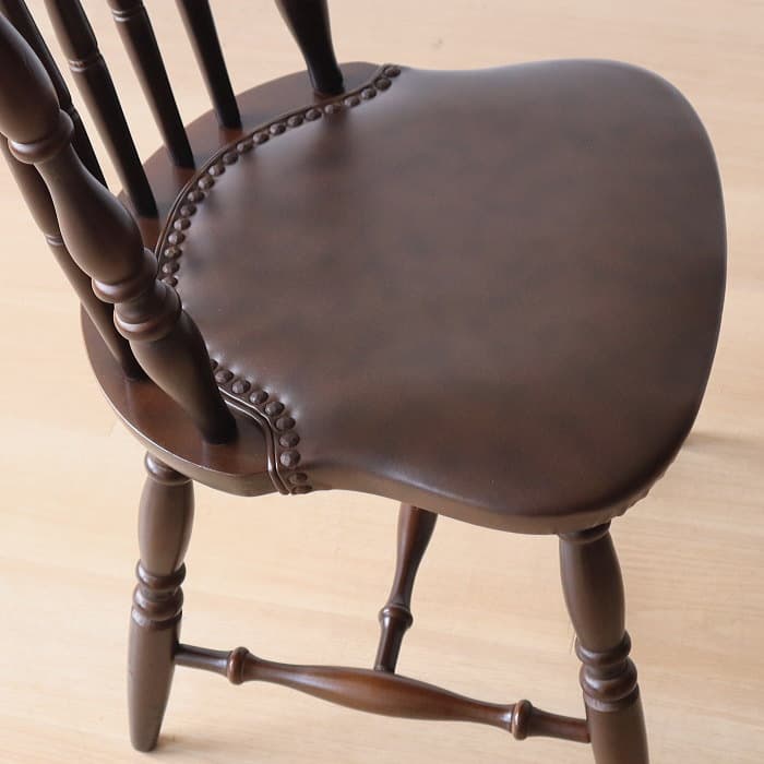 アンティーク 飛騨の家具 ウィンザーチェア 古家具 無垢材 レザー張り