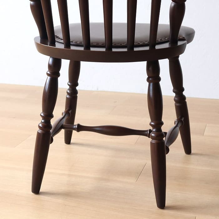 アンティーク 飛騨の家具 ウィンザーチェア 古家具 無垢材 レザー張り