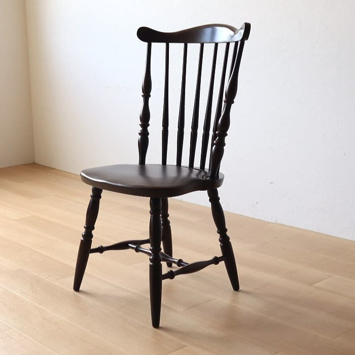 アンティーク 飛騨の家具 ウィンザーチェア 古家具 無垢材 レザー張り