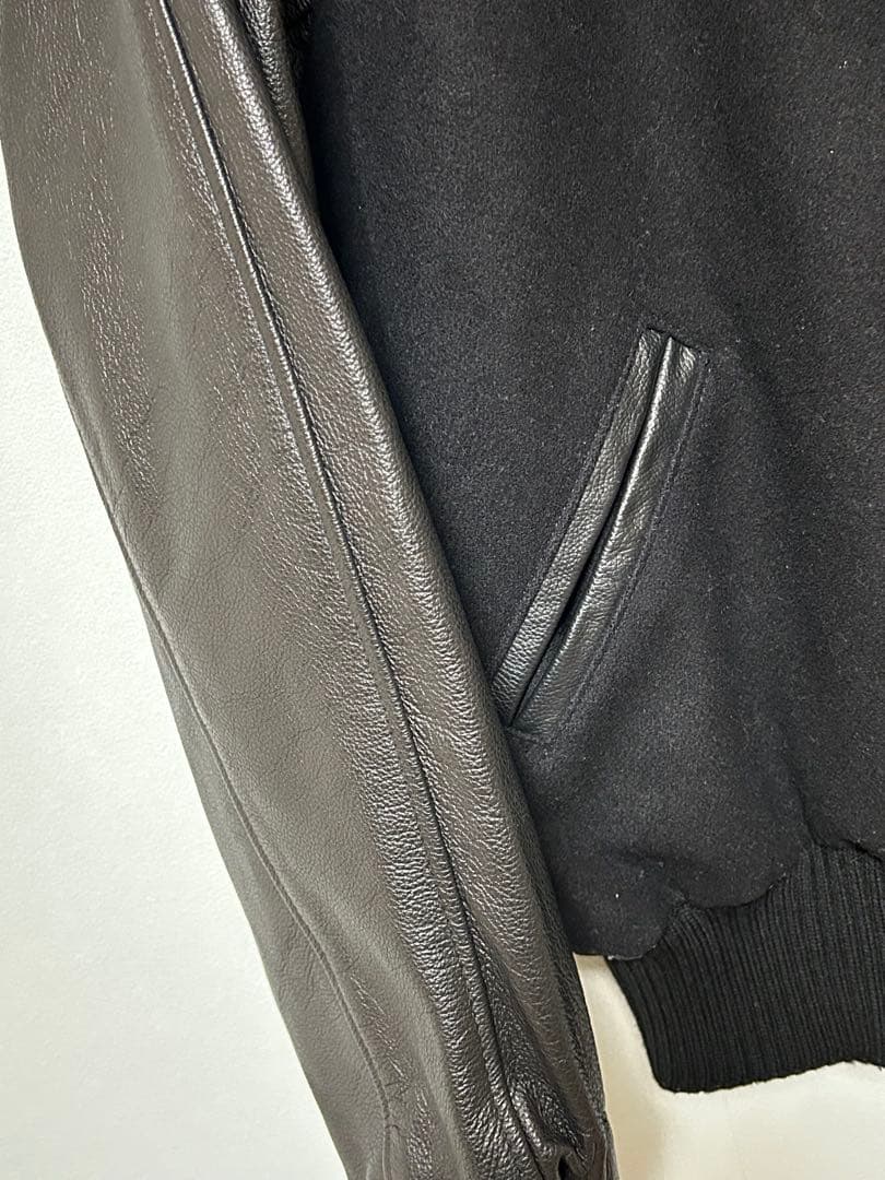 【美品】　TM ATHLETICS スタジャン レザー ブラック USA製 40
