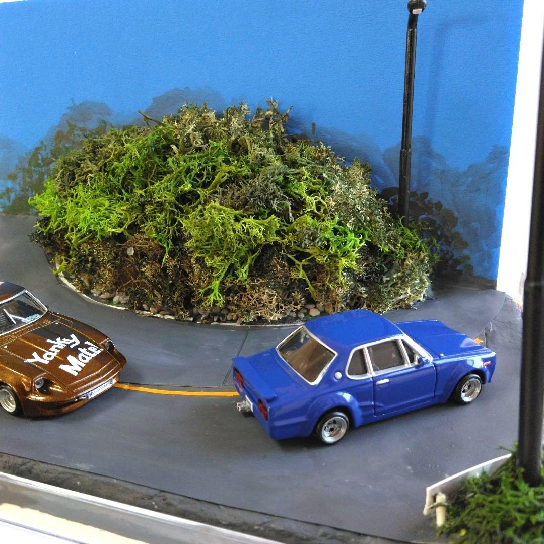 シャコタンブギ　1/64ハコスカ　30Z RX－7　ミニカー3台 ヨコ波ジオラマ