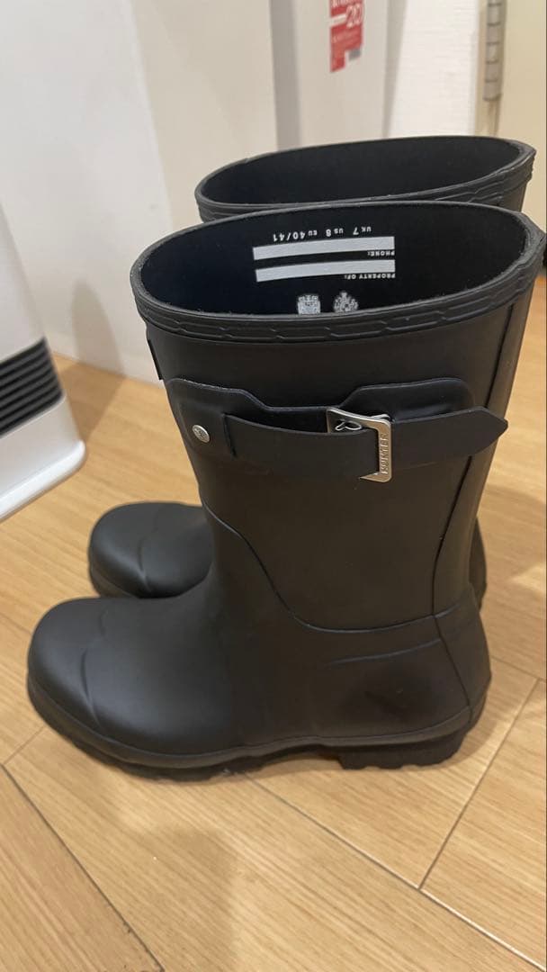HUNTER ブラック レインブーツ サイズ US8