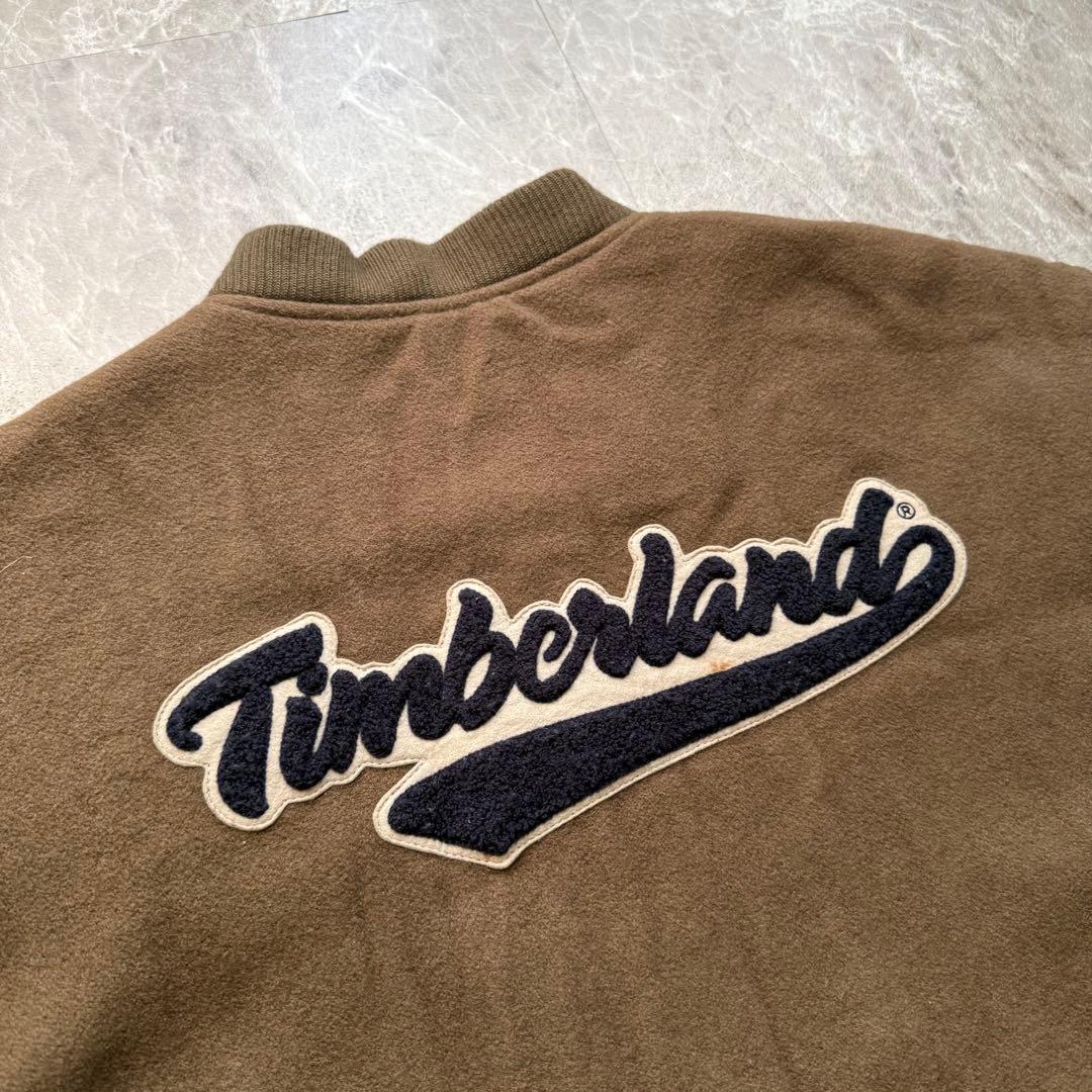 Timberland スタジャン レザー　本革　ワッペンロゴ　中綿入り　90s
