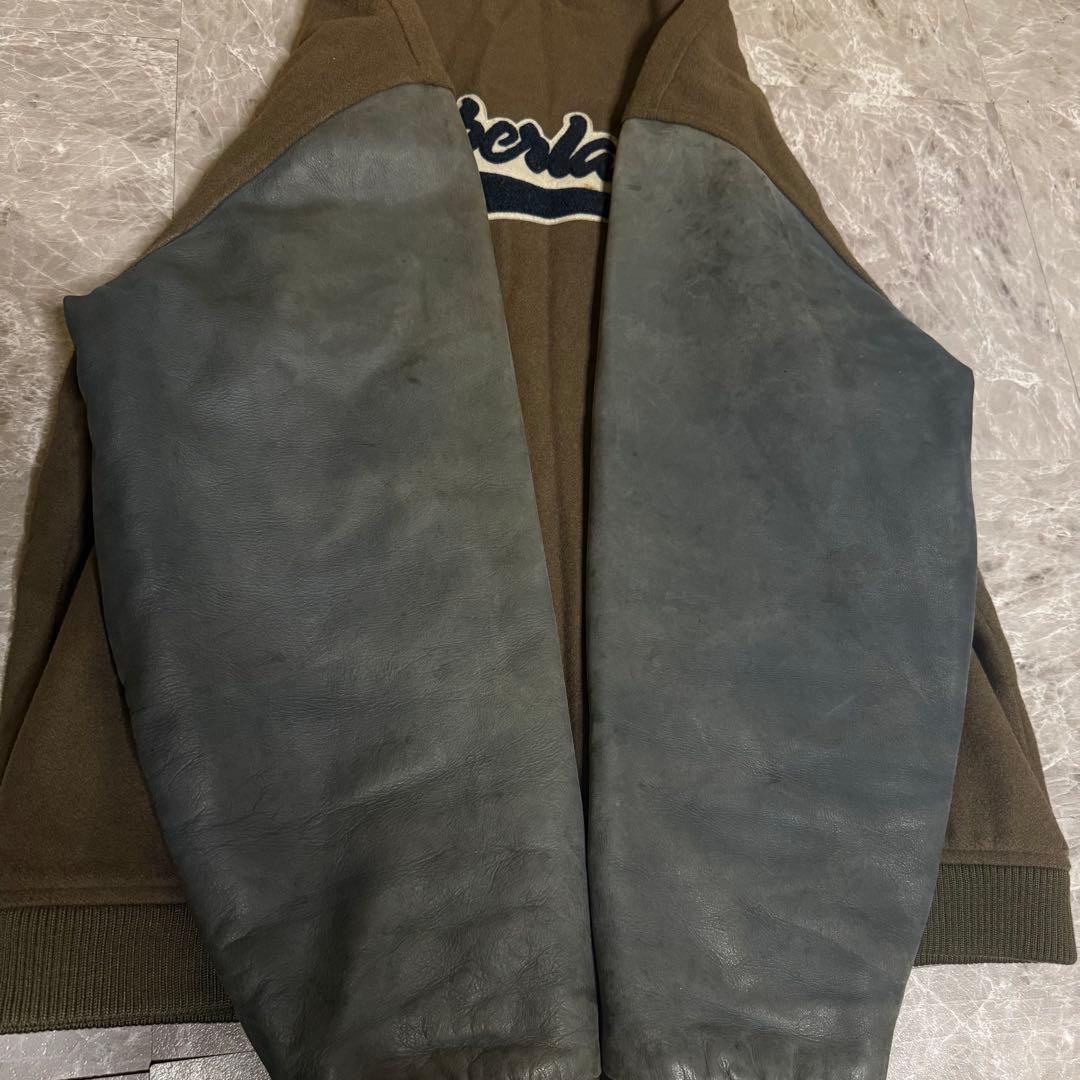 Timberland スタジャン レザー　本革　ワッペンロゴ　中綿入り　90s