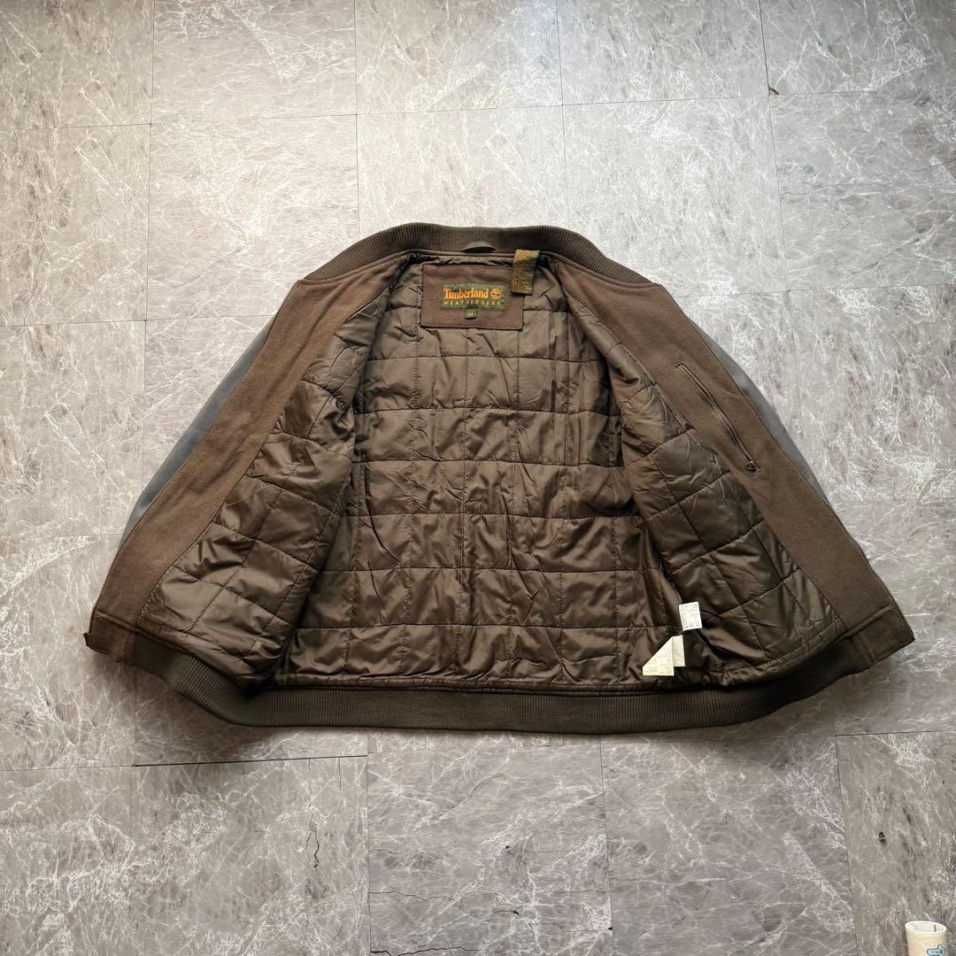 Timberland スタジャン レザー　本革　ワッペンロゴ　中綿入り　90s