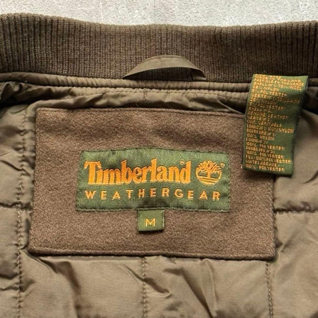 Timberland スタジャン レザー　本革　ワッペンロゴ　中綿入り　90s