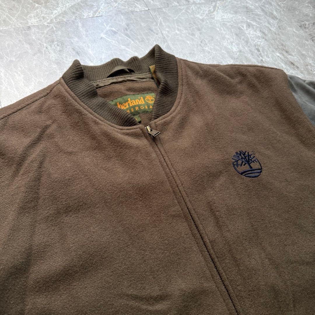 Timberland スタジャン レザー　本革　ワッペンロゴ　中綿入り　90s