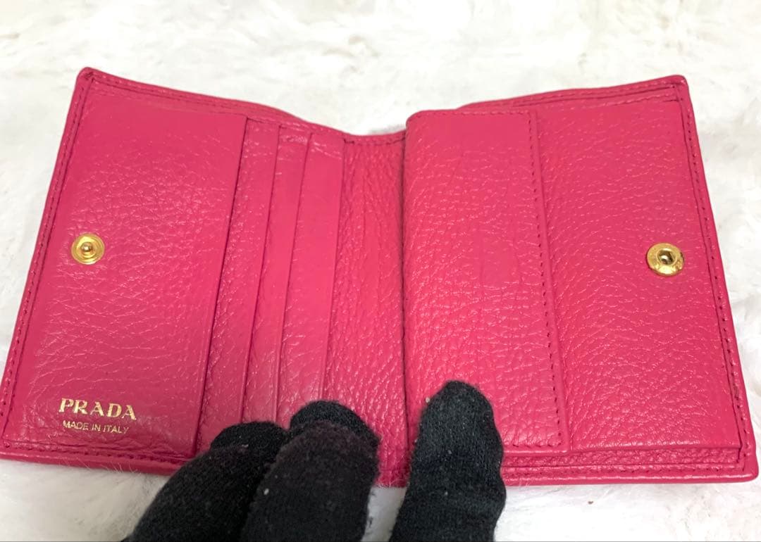 yyytPRADAプラダ　２つ折り財布　サフィアーノレザー　ピンク