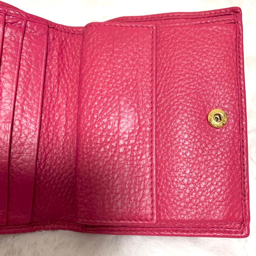 yyytPRADAプラダ　２つ折り財布　サフィアーノレザー　ピンク