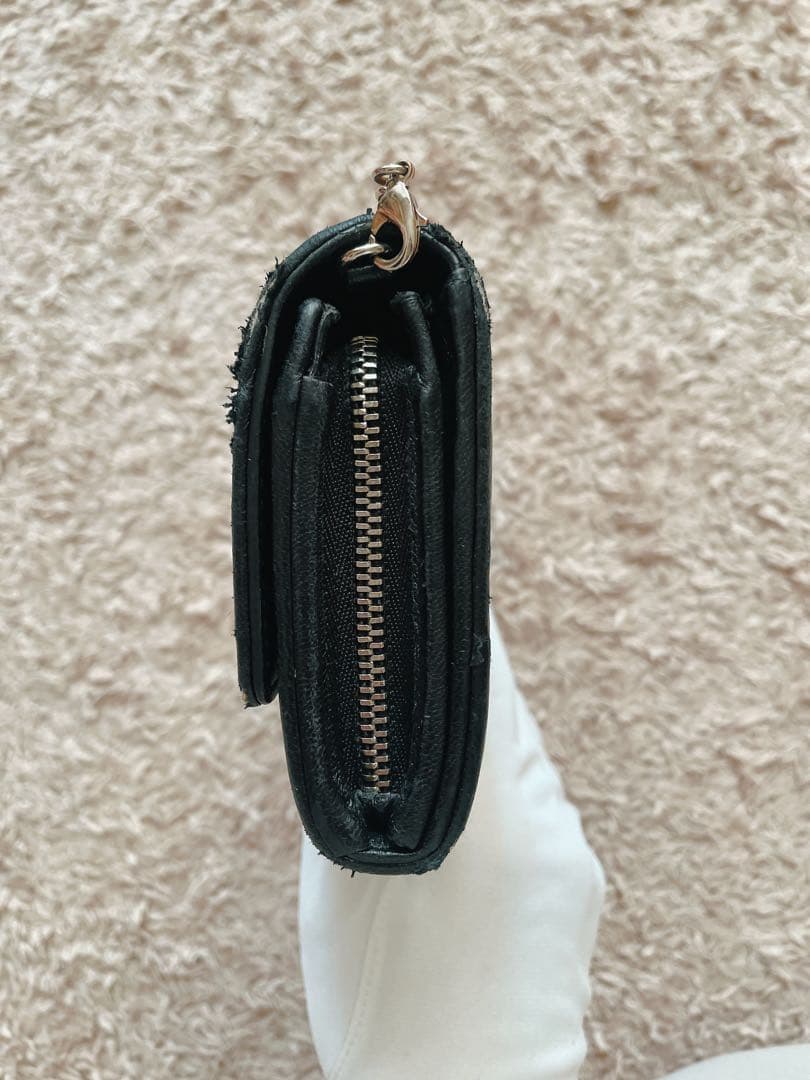 DIOR レディ ディオール チェーンウォレット 長財布　ブラック黒　ラムスキン