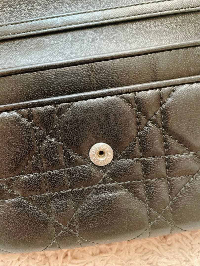 DIOR レディ ディオール チェーンウォレット 長財布　ブラック黒　ラムスキン