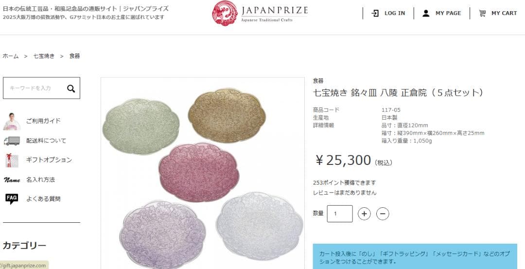 七宝焼き 銘々皿 フォーク 正倉院（５点セット）