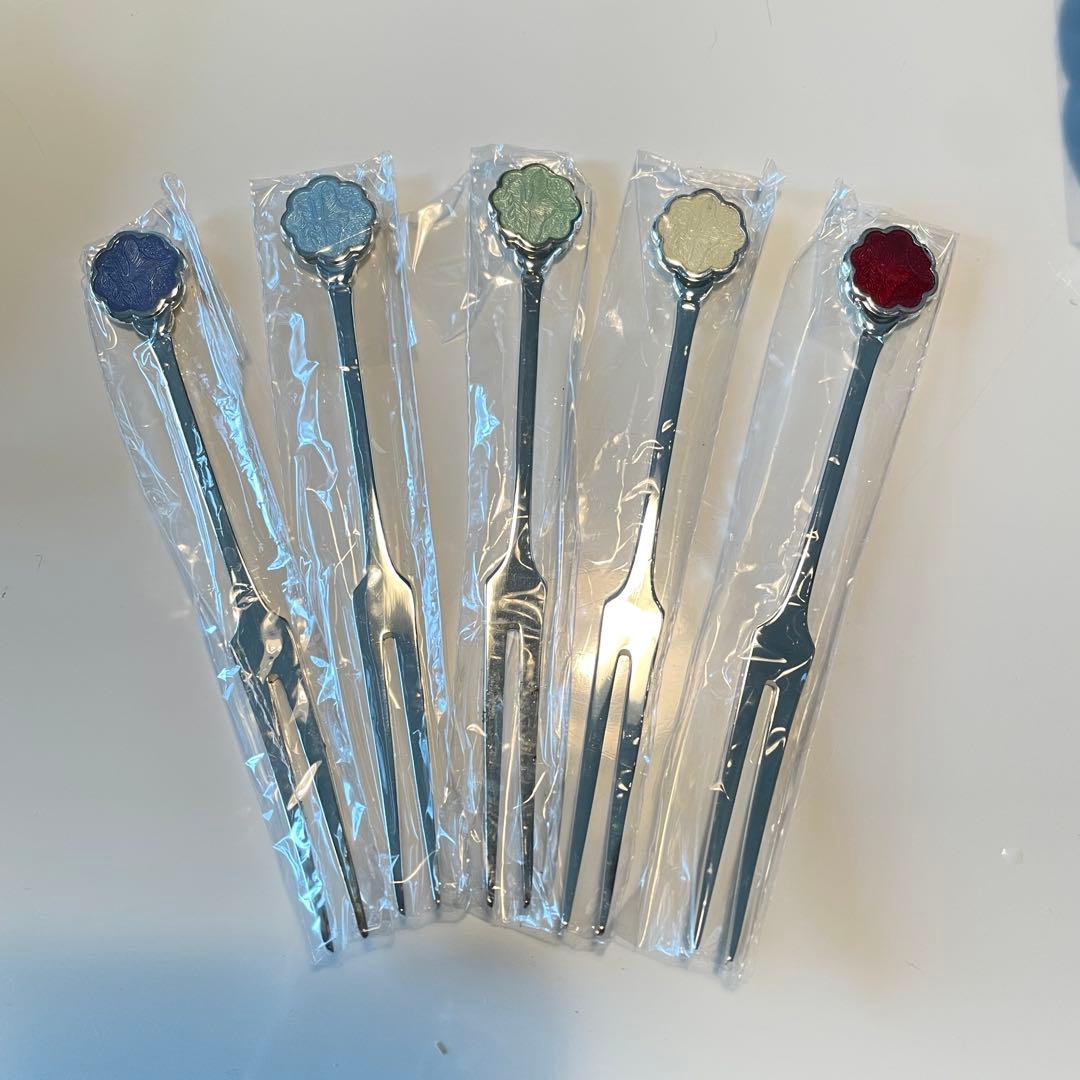 七宝焼き 銘々皿 フォーク 正倉院（５点セット）