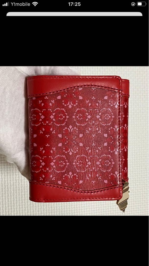 ・未使用　ANNA SUI アナスイ　レザー三つ折り財布　ルビー