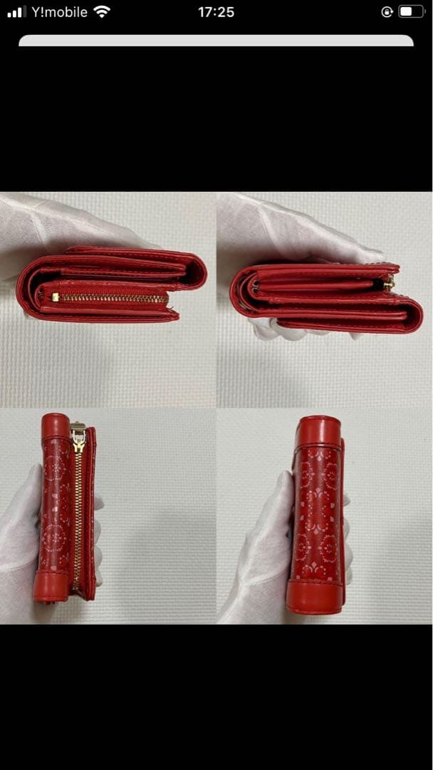 ・未使用　ANNA SUI アナスイ　レザー三つ折り財布　ルビー